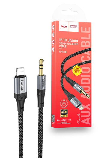 Hoco UPA26L Lightning to 3.5mm AUX Audio Cable - Black - iCELL MOBILE 