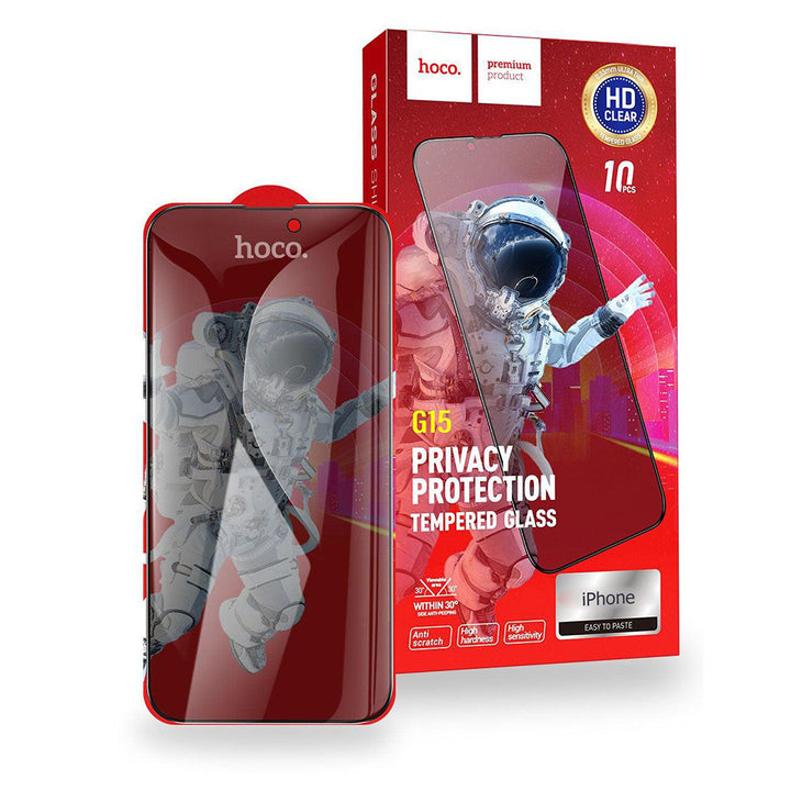 iPhone 14 Plus Hoco G15 Privacy 9D Full Cover Tempered Glass - Black