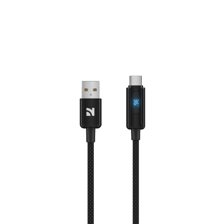 NCC XC-0404 66W USB-A to USB-C Cable with Power Display 1.2M - Black