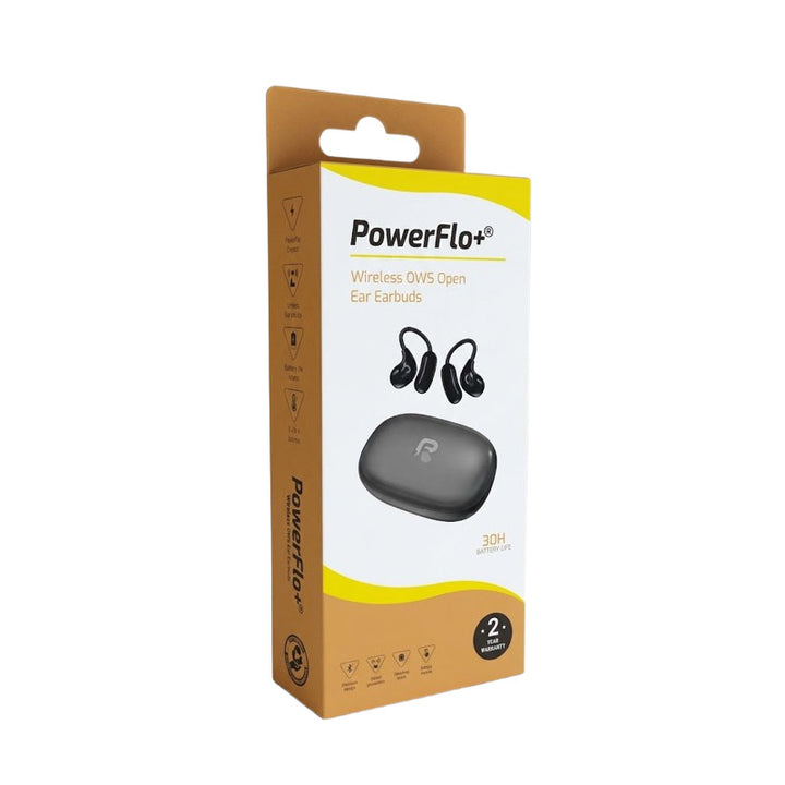 PowerFlo Wireless OWS Open Ear Earbuds - Black